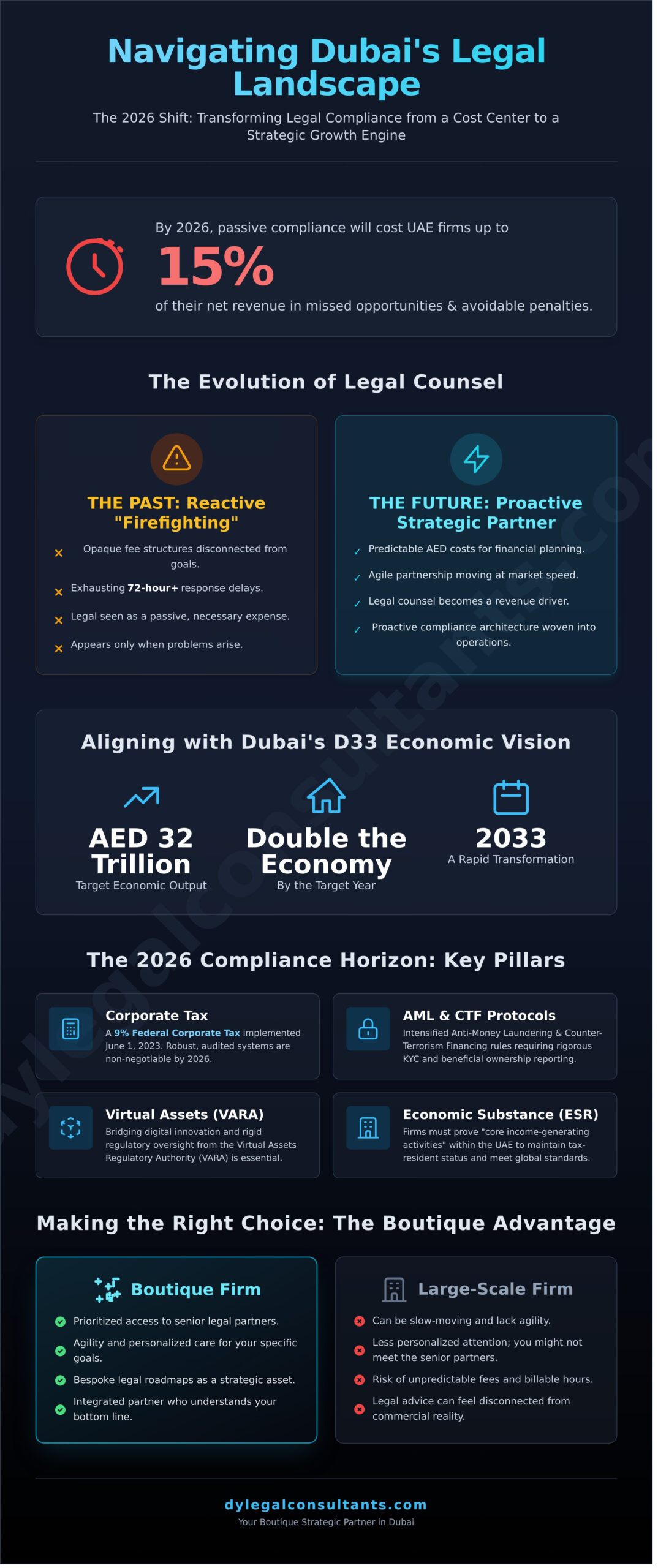Corporate Lawyers in Dubai: Navigating the 2026 Legal Landscape for Business Growth - Infographic