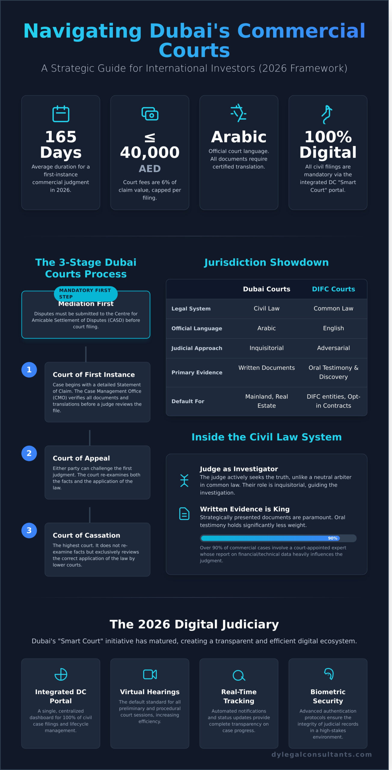 Navigating the Dubai Courts Process: A Strategic Guide for 2026 - Infographic