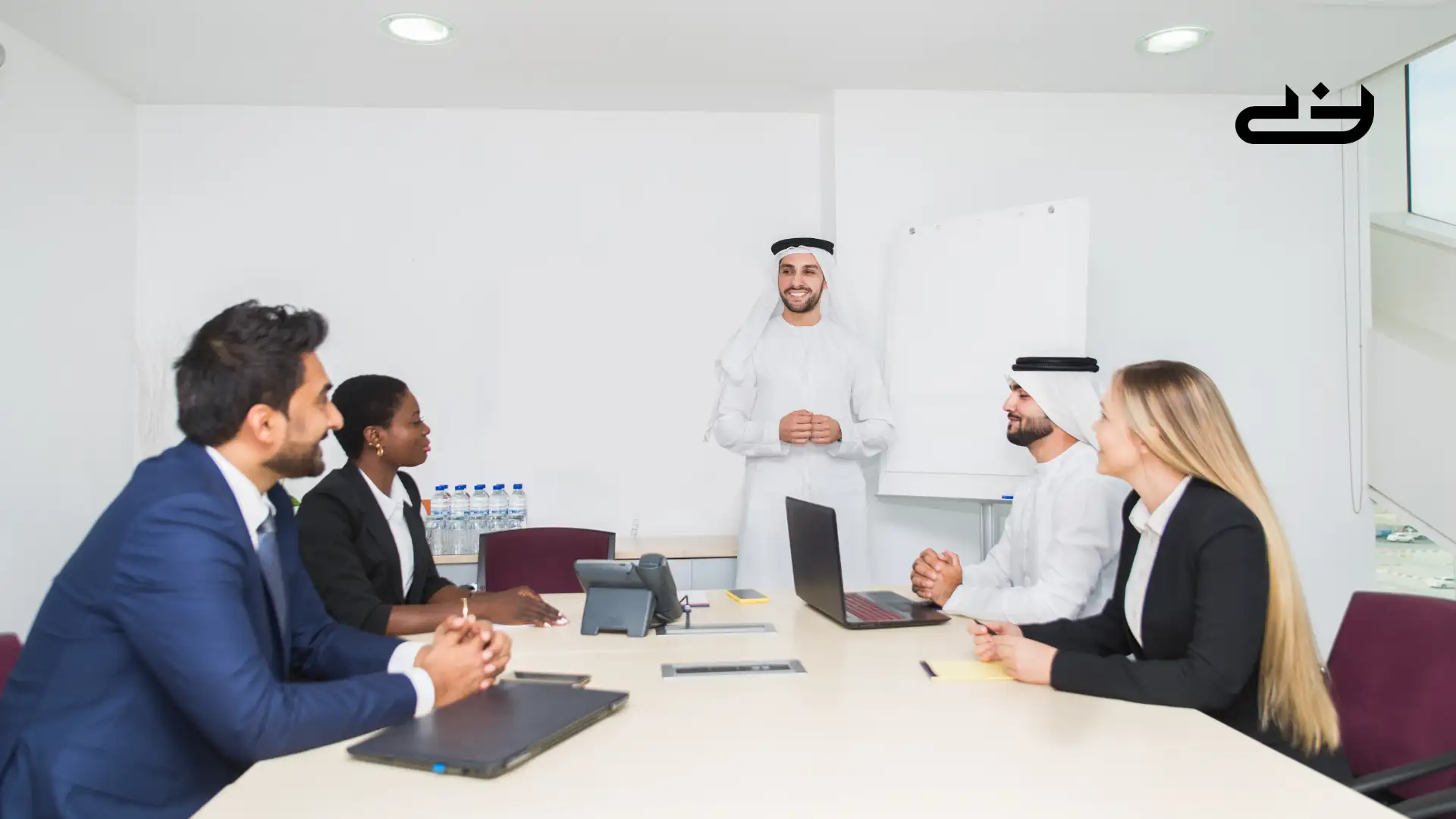 Business meeting of UAE nationals with foreigners